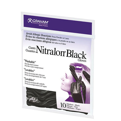 SANEK GRAHAM BEAUTY REUSABLE NITRALON BLACK GLOVES 10 PER BAG product image